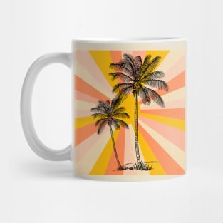 Vintage palm trees with sun Mug